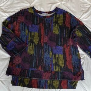 Habitat Multicolor Abstract Crewneck Sweater in Purple, Blue, Olive & Red small